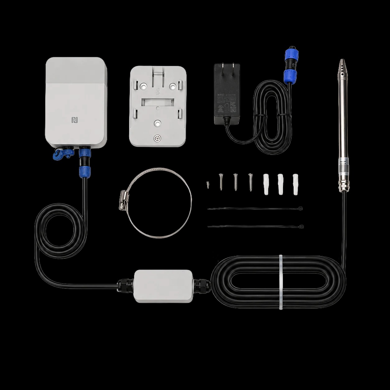Genesis Hex Node signed sensor package: hub, mount, power, probe, and cabling